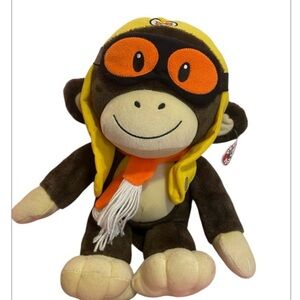 Peek -A-Boo Plush Monkey Toy with Yellow and Orange Aviator Hat